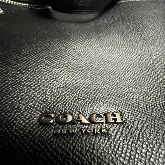 Coach Kennedy Double Zip Brief Briefcase Computer Bag Pebbled Black Leather - Picture 11 of 16